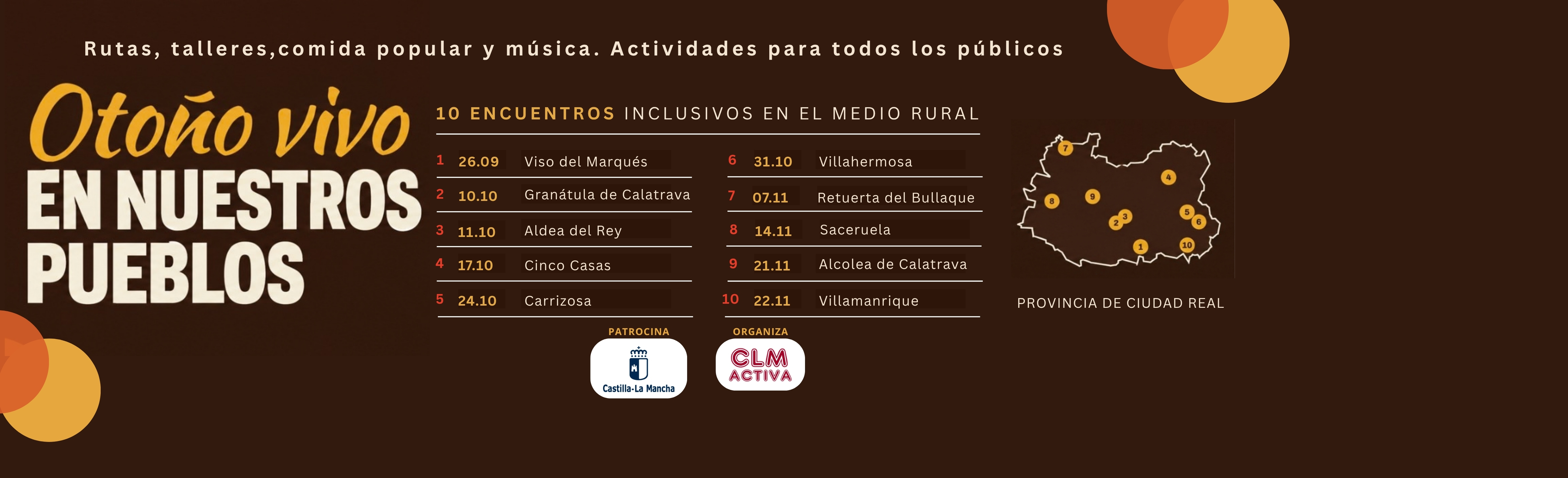 CLM Activa lleva ‘Otoño vivo en nuestros pueblos’ a diez municipios de Ciudad Real para reivindicar un medio rural inclusivo y participativo