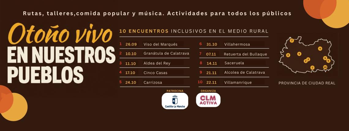 CLM Activa lleva ‘Otoño vivo en nuestros pueblos’ a diez municipios de Ciudad Real para reivindicar un medio rural inclusivo y participativo