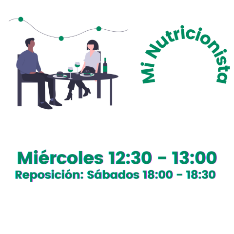 Dos personas cenando nombre del programa y horario
